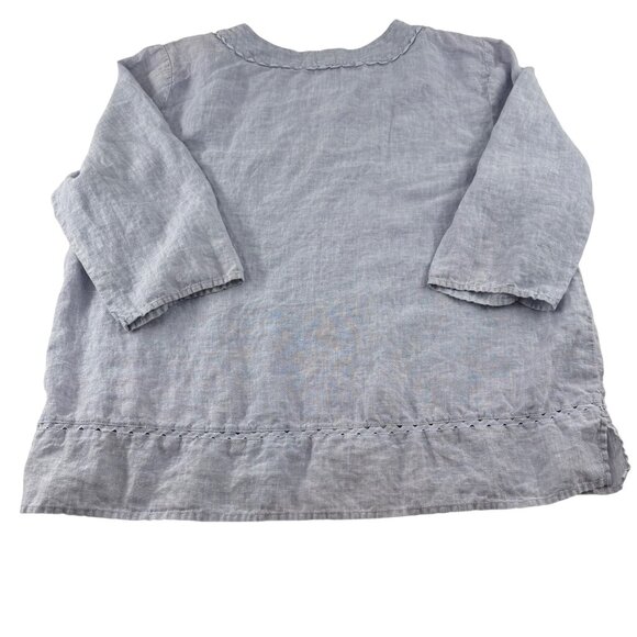 Ruby Rd. Woman 2X 100% Linen Tunic Top Blue 3/4 sleeves - Picture 5 of 6